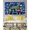 Mocsicka Video Game Birthday Backdrop Banner Game on Happy Birthday Party Decorations Banner Level up Theme Party Wall Decorations Supplies (Blue, 70.8x43.3 inch)