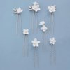 Soulshow 7 Pieces Vintage Silver Leaf Bridal Hair Pins for Women Handmade New Material Polymer Clay Flower Wedding Hair Pins Bridal Hair Accessories