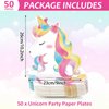 50 PCS Unicorn Birthday Party Paper Plates Unicorn Themed Party Dessert Paper Plates Disposable Unicorn Party Paper Plates for Girls Unicorn Themed Birthday Baby Shower Party Decorations Supplies