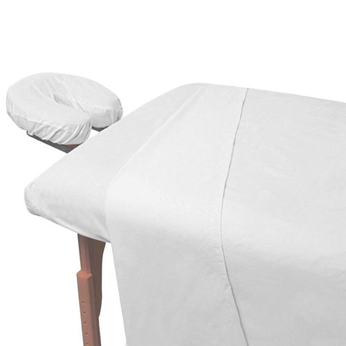 1-Piece White Massage and Spa Fitted Sheet for Portable Tables, Premium Quality Preferred by Professionals in Massage and Spa Industry, 190 Thread Count Percale by Atlas