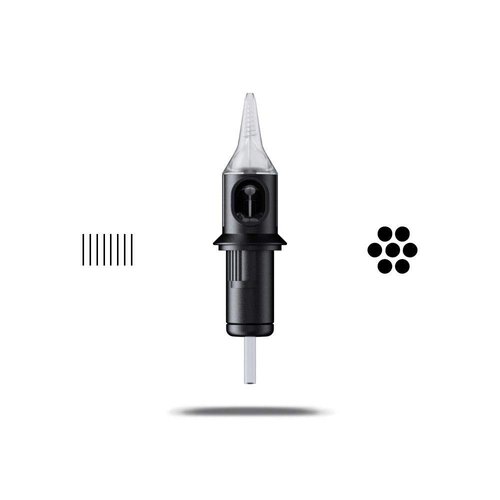 Cheyenne Capillary Tattoo Cartridge Needles, Disposable, Professional Tattooing Supplies, Box of 20 Pcs, 8 (0.25mm) 7 Bugpin Round Liner Super Long Taper (5.5 mm)