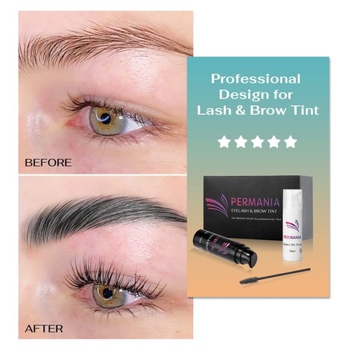 Eyelash Black Color Kit, PERMANIA Training Kit Black for Eyebrow & Lash Hair Color Developer 15ml（Black）