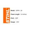 63 PM-50 STIHL 14 Picco Micro -Chainsaw Chain - 50 Drive Links - 3/8 Pitch - .050 Gauge