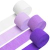 PIGETALE Crepe Paper Streamers 4 Rolls 328ft, Pack of Unique 3 Purple and White Party Streamer for Birthday Wedding Ceremony Baby Shower Party Decorations DIY Supplies Art Crafts (1.8Inch x 82Ft/Roll)