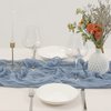 DOLOPL Dusty Blue Cheesecloth Table Runner for Gender Reveal Decorations 13.3ft Boho Gauze Cheese Cloth Table Runner Rustic Sheer Runner 160inch Long for Wedding Bridal Baby Shower Decorations