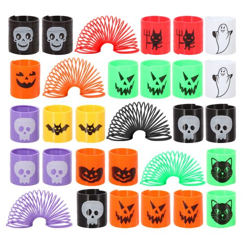 Mchochy 36PCS Halloween Coil Springs for Kids - Assorted Halloween Theme Pattern and Colors, Halloween Toys Party Favors Halloween Treat Bags Gifts