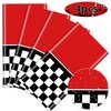 PIXHOTUL 4 Pcs Racing Car Tablecloths, Race Car Birthday Party Decorations Black Checkered Plastic Table Cover Table Runner for Kid Boy Birthday Race Car Theme Party (4, Red, 51'' x 108'')