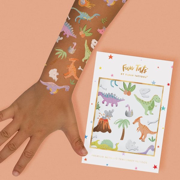 Flash Tattoos kids DINOSAURS pack | 48 temporary tattoos | Birthday parties supplies, Dinosaur party favor, Dinosaur decorations
