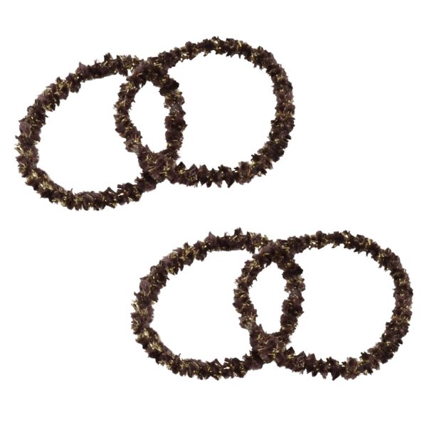 Parcelona Flexible Set of 4 Chenille Ponytail Non-Slip Thin Strong Elastic Hair Tie for Girls Metal Free Hair Accessories for Women Styling Durable Braids Hair Bands Elastic Hair Ties (Brown)