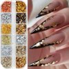 Holographic Nail Glitter Gold Foils for Kit, 12 Grids Sparkly Ultra-Thin Aluminum Foil Nail Art Flakes Designs, Powder Nail Glitters Sequins Acrylic Supplies DIY Manicure Charms Decorations, for Women