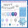 116Pcs Froozen Balloon Garland Arch Kit, Snowflake Blue Purple Confetti Balloons Fringe Curtain for Winter Wonderland Christmas Baby Shower Snow Princess Froozen Birthday Party Supplies Decorations