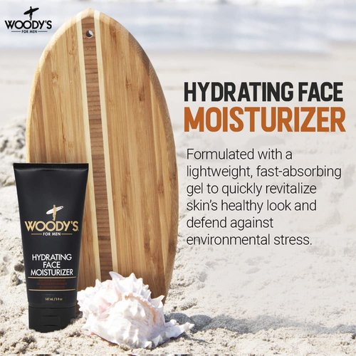 Woody's Hydrating Face Moisturizer for Men with Menthol, Lightweight, Fast-Absorbing Hydration, 5 Fl Oz