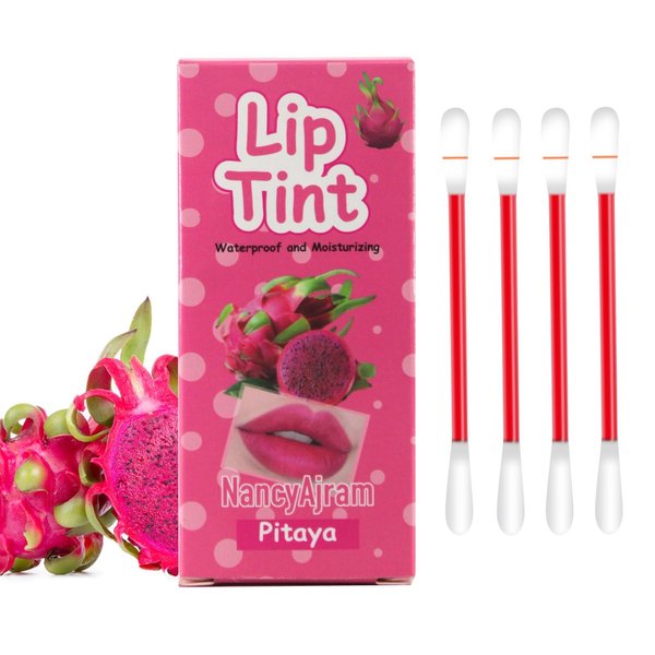 SWETIYOU Lip Tint Cotton Swab, 20 Pcs Waterproof Non-Stick Cotton Swab Lipstick Long Lasting Q Tip Lip Tint Stain, Cute Lip Makeup Products(Pitaya)