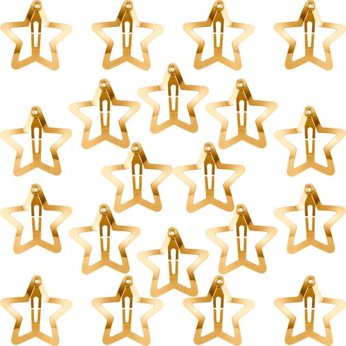 Isslly 20 PCS Cute Star Hair Clips for Women, Gold Metal Star Hair Snap Barrettes, Non Slip Hair Accessories for Women for Daily Use, Parties (1.18 x 1.18 inch)