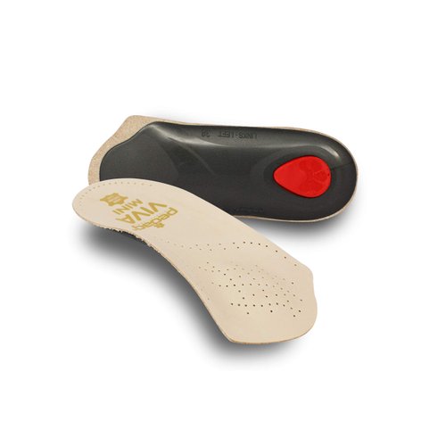 pedag Viva Mini | 3/4 Leather Arch Support Inserts | Handmade in Germany | Plantar Fasciitis Relief | Heel Cushion | Metatarsal Support | Low Profile Shoe Insoles | Tan | Women US 12/ Men 9/ EU 42