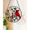 Tuitessine Cardinal Stained Glass Suncatcher Red Bird Sun Catcher Cardinal Glass Wall Window Hanging Ornament Hand-Painted Glass Panel Decor Christmas Birthday Gift for Grandma Birds Lover 6.3×6.3”