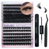 Lash Extension Kit Anforlin Fluffy Eyelash Extension Kit with 210PCS 80D+100D 8-16mm Lash Clusters, Lash Bond&Seal and Lashes Tweezers DIY Individual Eyelashes Kit for Beginner DIY at Home