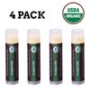 USDA Organic Lip Balm 4-Pack by Earth's Daughter - Eucalyptus Mint Flavor, Beeswax, Coconut Oil, Vitamin E - Best Lip Repair Chapstick for Dry Cracked Lips.