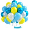 Yellow Blue Clear Balloon, 60 Pcs 12 Inches Metallic Blue Cartoon Theme Balloon Garland Arch Kit for Kids Baby Shower Anniversary Engagement Birthday Wedding Graduation Party Decorations