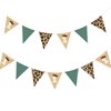 Jungle Safari1st Birthday Pennant Banner Flag Sage Green Giraffe Printed Burlap Triangle Fabric Bunting with Felt 1 Sign for Wild One Giraffe Animal Onedland First Birthday Party Decorations Supplies