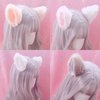 Cat Ears Headband Hair Clips Fox Ears Hair Bands Barrettes Women Furry Kitty Kitten Cat Headpiece Hairband Hair Hoop Halloween Party Decoration Cosplay Costume Handmade Hair Accessories Leopard Pink