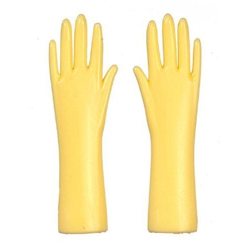 Melody Jane Dollhouse Yellow Rubber Gloves 1:12 Scale Kitchen Accessory