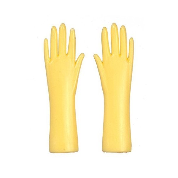 Melody Jane Dollhouse Yellow Rubber Gloves 1:12 Scale Kitchen Accessory
