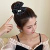 4 Pcs Bow Pearl Hair Clips White Black Ribbon Bowknot Hair Claws Ponytail Holder Headwear Accessories for Women Girls