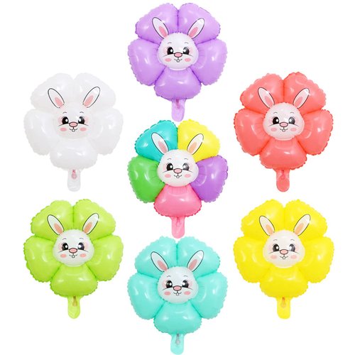 7pcs Colorful Bunny Balloons Woodland Foil Helium Rabbit Shaped Animal Balloons Daisy Flower Bunny Party Decorations Supplies For Kids Bunny Birthday Easter Baby Shower Olympic Party Decorations