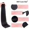 18"Human Hair Ponytail Wrap Around Clip in Ponytail Hair Extensions for Women Off Black(#1B) 100g/3.5oz