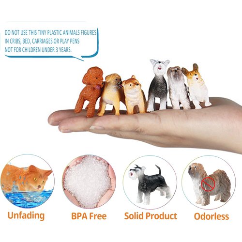 SNDAUPDAY 12PCS Mini Dog Figurines Toy Set, Realistic Plastic Puppy Figures Playset, Hand Painted Mini Dog Figures Animals Toy - Cake Toppers Easter Eggs Christmas Birthday Gift for Kids Toddlers