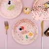 Aneco 60 Pieces 7 Inches Disposable Paper Plates Pink Rose Gold Foil Dot Dessert Plates Round Paper Plates for Wedding Bridal Shower Birthday Party Decorations