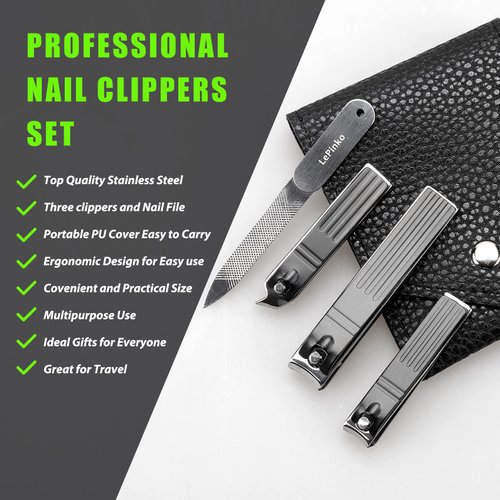 Stocking Stuffers, Nail Clippers Set, Christmas Gifts for Men Women Adults Dad Girl Boy Senior Him Her Who Have Everything, Fingernail & Toenail Clipper Cutters with PU Case