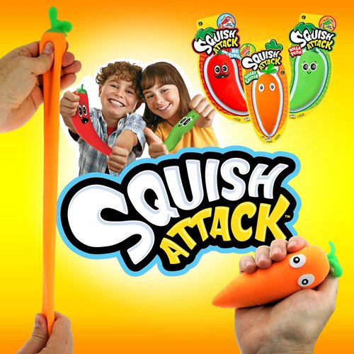 JA-RU Stretchy Carrot Squishy Sensory Toy (1 Unit) Stress Relief Sand Filled Fidget Autism Toys. Easter Gifts for Kids, Party Favors. 5560-1-Carrot