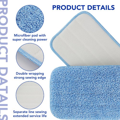 Replacement Microfiber Pad for Rubbermaid Commercial 18 Inch Mop Head - 10 Pack Wet & Dry Commercial Cleaning Refills Reusable Mop Refills Fit for Any Microfiber Flat Mop System 18"