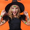 65 Pieces Glow Halloween Tattoos for Kids, Luminous Halloween Party Supplies, Glow In Dark Halloween Decorations, Trick or Treat Skeletons, Ghosts, Pumpkins, Witch Temporary Tattoo Stickers