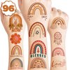 Boho Rainbow Temporary Tattoos Birthday Party Supplies Decorations 96 PCS Tattoos Stickers Bohemian Cute Party Favors Kids Boys Girls Gifts Ideas Classroom School Prizes Themed