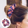 4th of July of Hair Accessories Set - 3Pcs American Flags Bandana Headband Red Blue White Hair Scarf Tie Patriotic Satin Scrunchies Hair Ties, Independence Day Costume Decorations for Women Girls