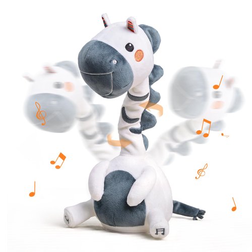 TUMAMA Singing Talking Dancing Toy, Mimicking Twisting Electronic Soft Plush Zebra Toy with Recording & Repeating What You Say, Singing Interactive Toddler Toys for Boys Girls Gifts