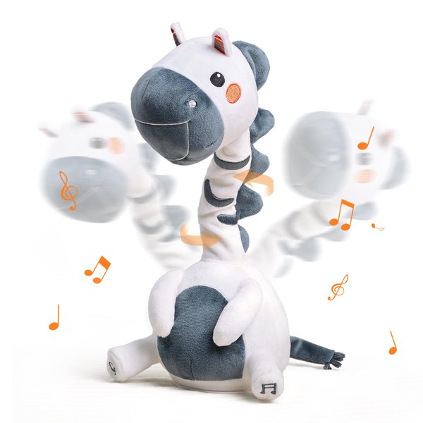 TUMAMA Singing Talking Dancing Toy, Mimicking Twisting Electronic Soft Plush Zebra Toy with Recording & Repeating What You Say, Singing Interactive Toddler Toys for Boys Girls Gifts