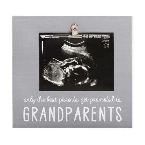 Pearhead Grandparents Pregnancy Announcement Sonogram Picture Frame, Ultrasound Photo Gift and Pregnancy Reveal Keepsake for Grandmothers and Grandfathers, 6.75x7.25 Photo Insert, Distressed Gray