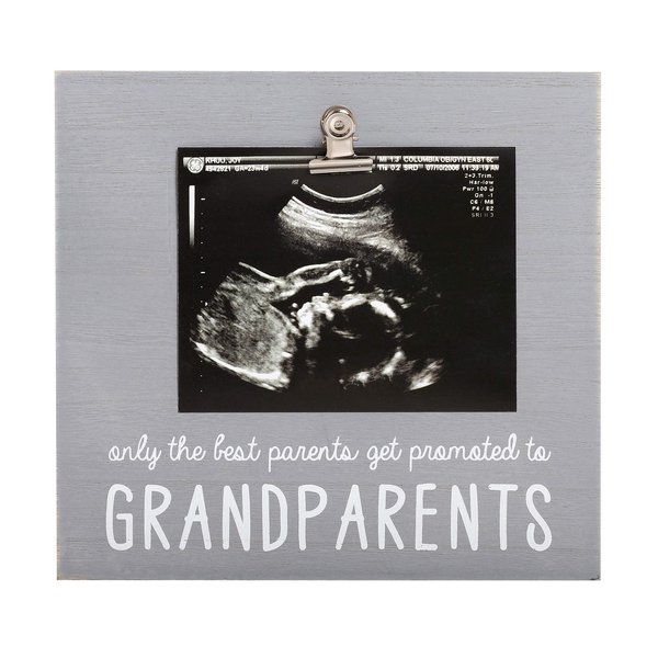 Pearhead Grandparents Pregnancy Announcement Sonogram Picture Frame, Ultrasound Photo Gift and Pregnancy Reveal Keepsake for Grandmothers and Grandfathers, 6.75x7.25 Photo Insert, Distressed Gray