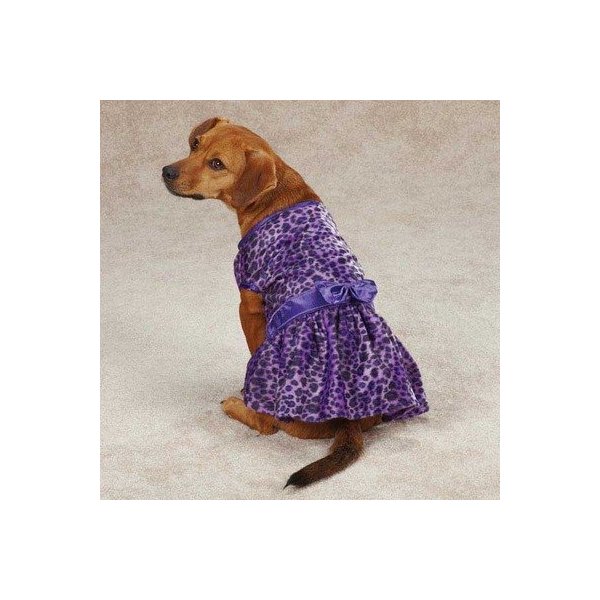 Vibrant Leopard Dog Dress Color: Ultra Violet, Size: Medium (16" H x 11.5" W x 0.25" D)