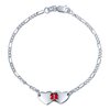 Blank Dainty Connected Double Heart Shape Medical Identification Engravable Medical ID Bracelet For Women Teens .925 Sterling Silver Small Wrist 7 Inch