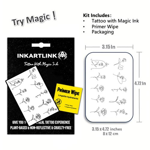 INKARTLINK Semi Permanent Tattoos, Tattoos for Women, Holiday Tattoos, Party Favors, Lasts 7-15 Days, Waterproof and Non-reflective, Unique Design (Simple Line Flower)