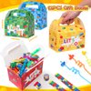 SNLN Building Blocks Party Favors Birthday Supplies for Kids, Gift Box Straw Mini Bubble Wand Button Pin Slap Bracelet Keychain, Goody Bag Stuffer Filler Girls Boys Game Carnival Classroom Prize Decor