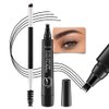 Kaely Microblading Eyebrow Pen with Brow Brush,Magical Precise Waterproof Brow Pen,Suake Eyebrow Contouring Pen,4 Tip Eye Brow Pencils for Women,Creates Natural Brows,Sponge Head 05 Black