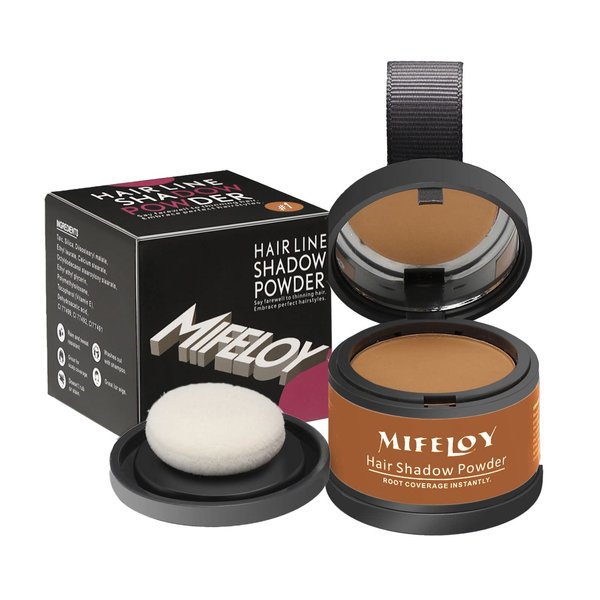 MIFELOY Root Touch Up Powder for Gray & Thinning Hair Coverage for Women & Men - Instantly Conceal Hairline, Eyebrow & Beard Lines | Light Brown