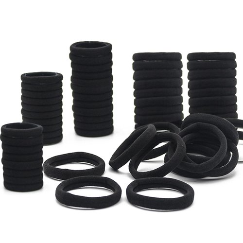 Seamless Thick Black Hair Ties,Black Hair Bands for Women Girls, Elastic Hair Ties No Damage Ponytail Holder.(120Pcs)