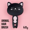 Forever 21 Hairbrush - 1pc Cute Animal Character Hairbrush, Comfort & Control Cushion Hair Brush w/Gentle Bristles, Cushion Base, and Animal Ears (BLACK CAT)